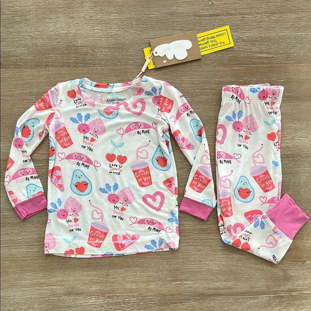Angel Dear Bamboo Pajama Set Love You Foodie Much 12-18 months